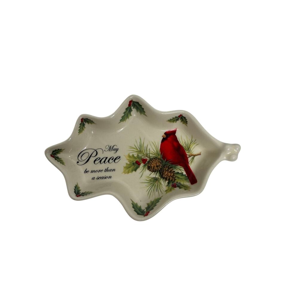 Cracker Barrel Leaf Shaped Trinket Dish 4 1/4"x6 1/2" Holiday Christmas